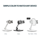 Iron Tablet Stand - Three adjustable tablet stands in white, black, and a larger white model labeled New.