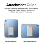 Fusion + Outstanding | iPad - Diagram showing vertical and horizontal attachment of a stand to the back of an iPad.