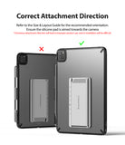 Fusion + Outstanding | iPad - Diagram showing correct and incorrect orientation of a kickstand attached to an iPad case.