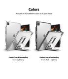 Fusion Plus + Outstanding | iPad - Two iPads with kickstands in clear and smoke black cases against a white background.