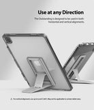 Fusion Plus + Outstanding | iPad - Two iPads in clear cases with silver kickstands positioned vertically and horizontally.