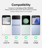 Galaxy Z Flip 7 FE / 6 / 5 / 4 Screen Protector | Hinge Dual Easy Film - Galaxy Z Flip 7 FE / 6 / 5 / 4 Screen Protector - Compatibility chart showing four Galaxy Z Flip models with green checkmarks.