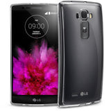 LG G Flex 2 Case | Fusion - Front and back views of a curved LG smartphone in a clear protective case.