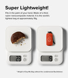 Day-Me Bag - A chocolate snack weighing 23g and a folded red Day-Me bag weighing 19g on two digital kitchen scales.