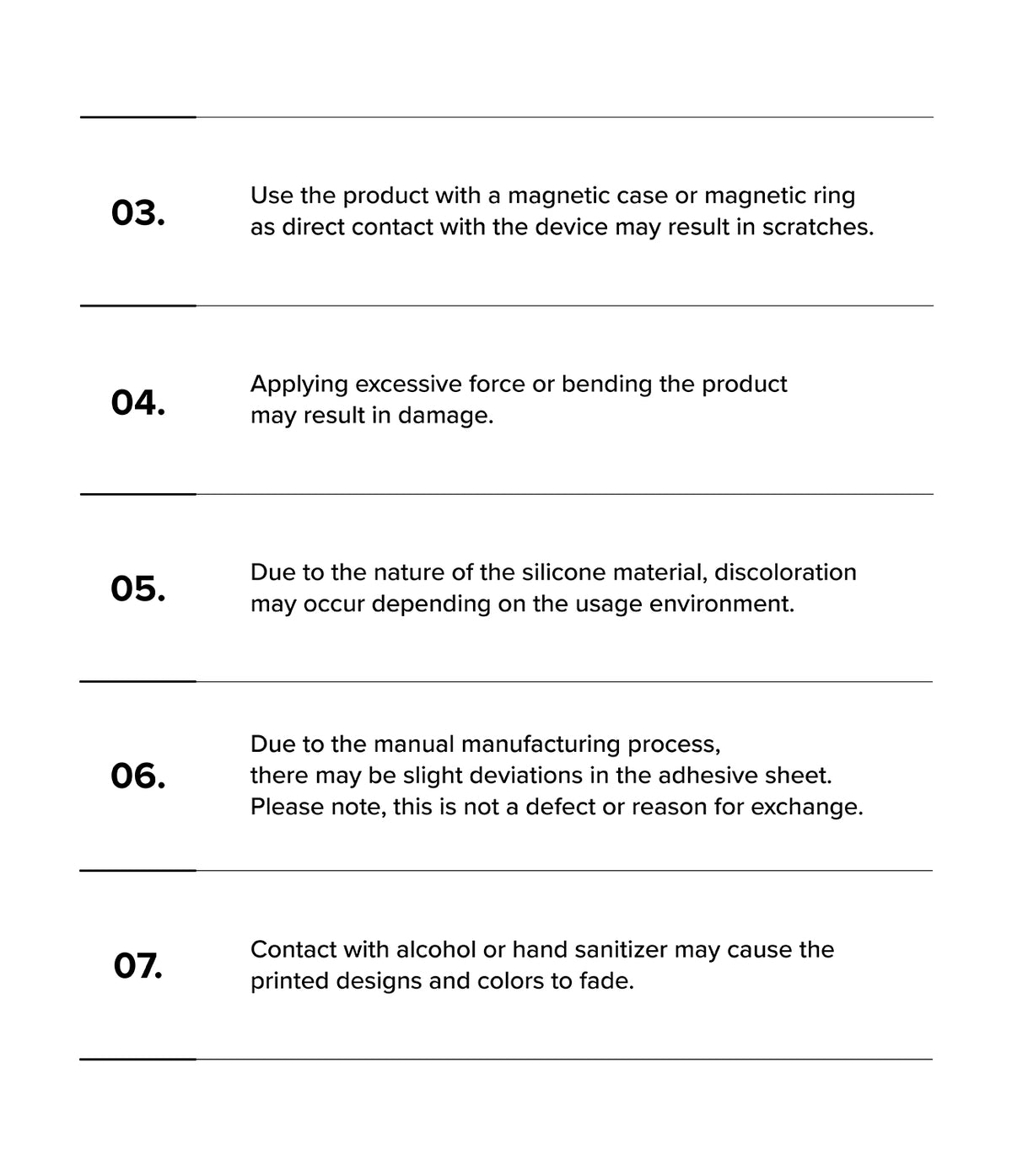 Dual Magnetic Silicone Ring - List of product usage instructions on a white background