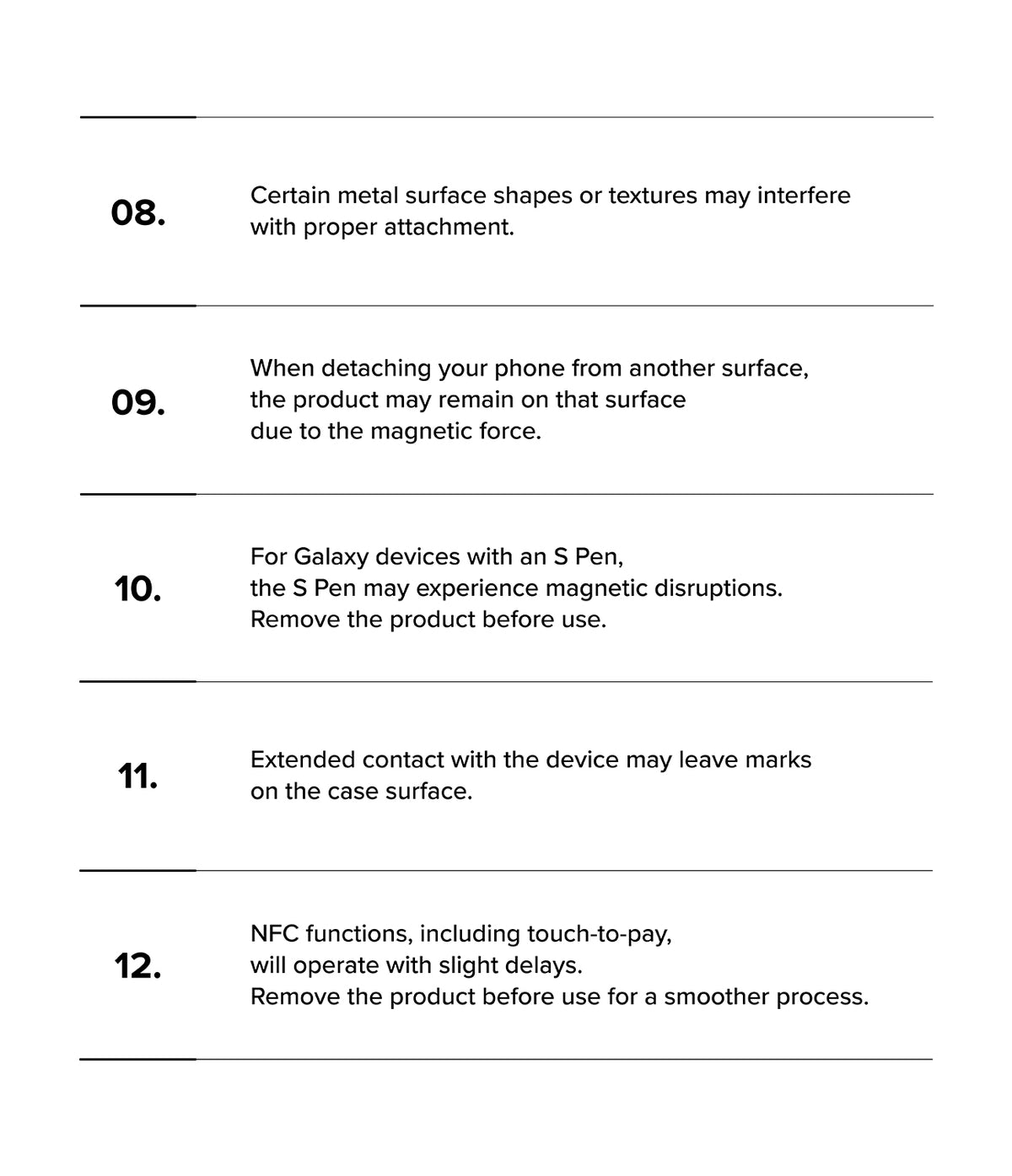 Dual Magnetic Silicone Ring - List of product usage instructions on a white background