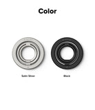 Dual Magnetic Smart Ring - Satin Silver and black magnetic phone rings displayed side-by-side on a white background.