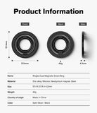Dual Magnetic Smart Ring - Technical diagram showing front, back, and side views with dimensions, weight, and specifications.