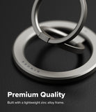 Dual Magnetic Smart Ring - Silver dual-ring phone holder with a zinc alloy frame on a dark textured surface.
