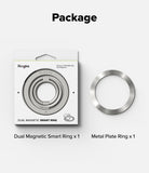 Dual Magnetic Smart Ring - A Ringke smart ring in its retail packaging next to a separate silver metal plate ring.