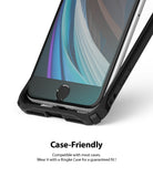 iPhone 7 / 8 / SE 2020 Screen Protector | Dual Easy Film - Smartphone with screen protector installed inside a black case.