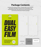 Redmi Note 9 Pro / 9 Pro Max Screen Protector | Dual Easy Film - Package contents showing two screen protectors, wipe, cloth, and squeegee card.