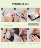 Redmi K30 Screen Protector | Dual Easy Film - Redmi K30 Screen Protector - Six-step visual installation guide showing hands applying a screen protector to a smartphone.