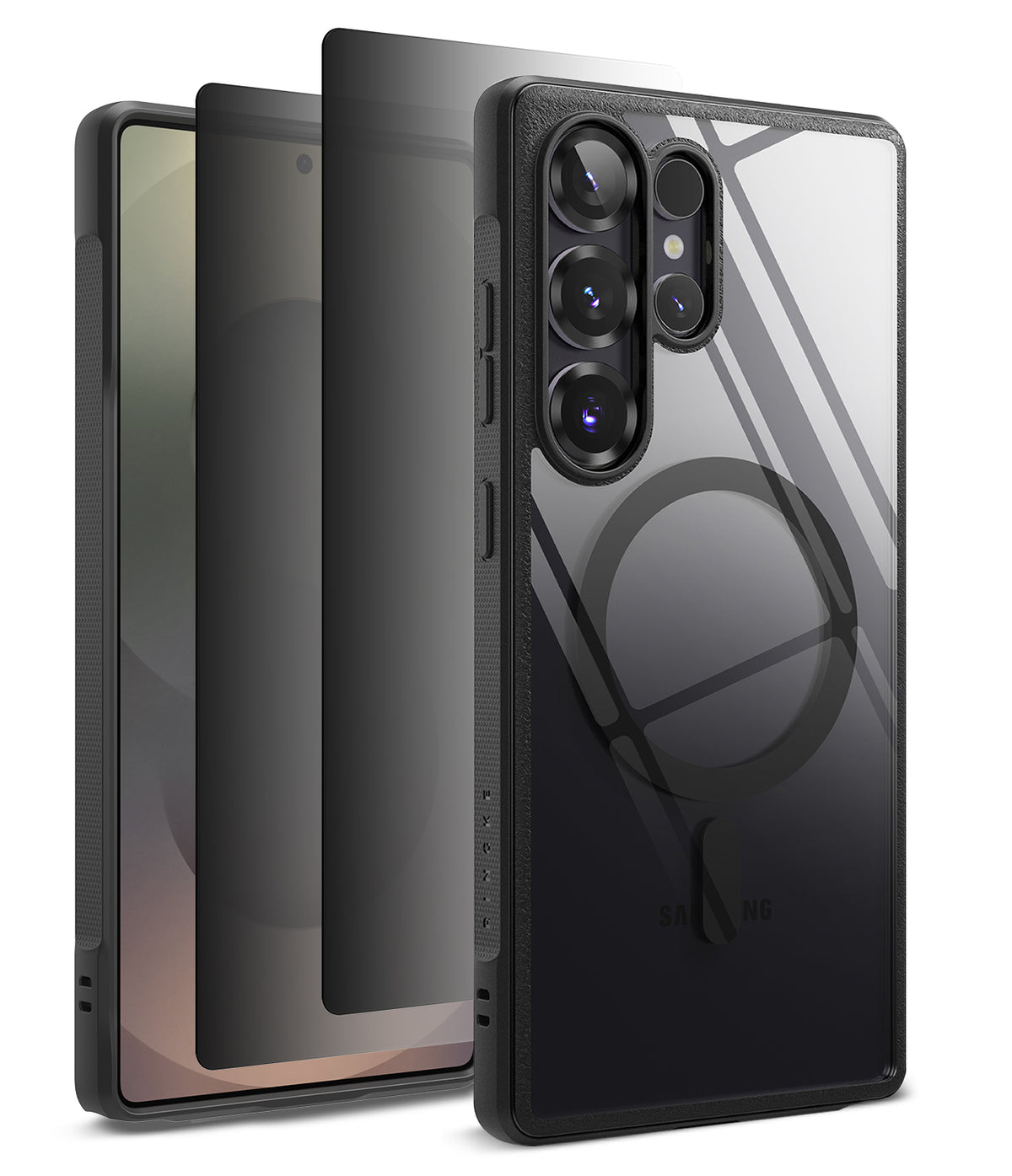 [Bundle] Galaxy S25 Ultra | Fusion Bold Magnetic - Galaxy S25 Ultra in a black magnetic case with a clear back.