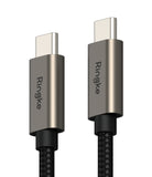 Ringke Fast Charging Basic Cable USB-C to USB-C - Two metallic grey USB-C connectors with Ringke branding on braided cables.