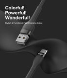 Ringke Fast Charging Pastel Cable - A Type-C Type - Black USB-A to USB-C cable with Ringke branding on a dark background.