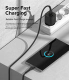 Ringke Fast Charging Pastel Cable - A Type-C Type - Black charging cable connecting a smartphone to a wall adapter.
