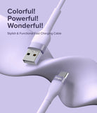 Ringke Fast Charging Pastel Cable - A Type-C Type - Pastel purple USB-A to USB-C cable against a matching wavy background.