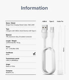 Ringke Fast Charging Pastel Cable - A Type-C Type - Technical specifications and diagram of a white USB-A to Type-C cable.