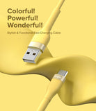 Ringke Fast Charging Pastel Cable - A Type-C Type - Pastel yellow USB-A to USB-C cable on a matching yellow background.