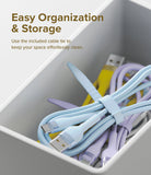 Ringke Fast Charging Pastel Cable - A Type-C Type - Pastel-colored charging cables bundled with ties inside a storage bin.