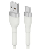 Ringke Fast Charging Pastel Cable - A Type-C Type - White USB-A to USB-C charging cable with silver metallic connectors.