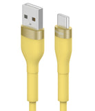 Ringke Fast Charging Pastel Cable - A Type-C Type - Pastel yellow USB-A to USB-C cable with gold-toned metallic ends.