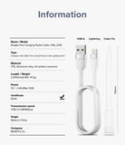 Ringke Fast Charging Pastel Cable - A Type-Lightning - Technical specifications and image of white USB-A to Lightning cable.