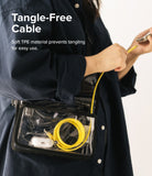 Ringke Fast Charging Pastel Cable - A Type-Lightning - Ringke Fast Charging Pastel Cable - A person holds a bright yellow, tangle-free charging cable connected to a phone.