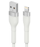 Ringke Fast Charging Pastel Cable - A Type-Lightning - White USB-A to Lightning cable with silver metallic connectors.