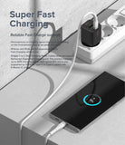 Ringke Fast Charging Pastel Cable - C Type-C Type - Ringke Fast Charging Pastel Cable - A white USB-C cable connecting a black wall charger to a smartphone showing 70% charge.