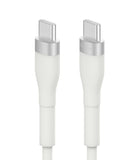 Ringke Fast Charging Pastel Cable - C Type-C Type - Ringke Fast Charging Pastel Cable - Two white USB-C connectors with silver metallic collars against a white background.