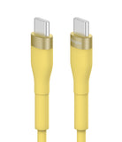 Ringke Fast Charging Pastel Cable - C Type-C Type - Ringke Fast Charging Pastel Cable - Two yellow USB-C connectors with metallic gold collars and Ringke branding.