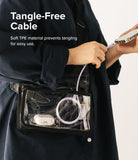 Ringke Fast Charging Pastel Cable - C Type-Lightning - Ringke Fast Charging Pastel Cable - A person holding a pastel purple charging cable connected to a smartphone.