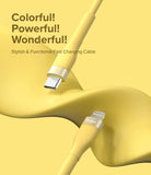 Ringke Fast Charging Pastel Cable - C Type-Lightning - Yellow USB-C to Lightning cable against a matching background.