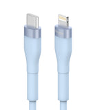 Ringke Fast Charging Pastel Cable - C Type-Lightning - Pastel blue USB-C to Lightning cable with metallic connectors.