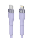 Ringke Fast Charging Pastel Cable - C Type-Lightning - Pastel purple USB-C to Lightning cable with metallic connectors.