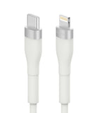 Ringke Fast Charging Pastel Cable - C Type-Lightning - White USB-C and Lightning cable connectors with silver accents.