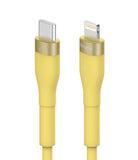 Ringke Fast Charging Pastel Cable - C Type-Lightning - Pastel yellow USB-C to Lightning cable with gold-tone connectors.