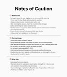 Waterproof Pouch Case | Floating - Waterproof Pouch Case - Informational text listing safety precautions for use before, during, and after using the pouch.