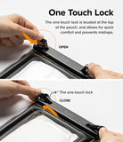 Waterproof Pouch Case | Floating - Waterproof Pouch Case - Hands demonstrating the one-touch locking mechanism on a waterproof pouch to open and close it.