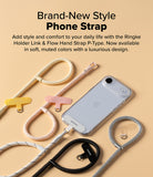 Holder Link Flow Hand Strap P-Type - Colorful braided phone hand straps with T-shaped connectors and a clear phone case.
