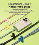Holder Link Flow Shoulder Strap Y-Type - A smartphone with a green strap connector surrounded by colorful Y-type straps.