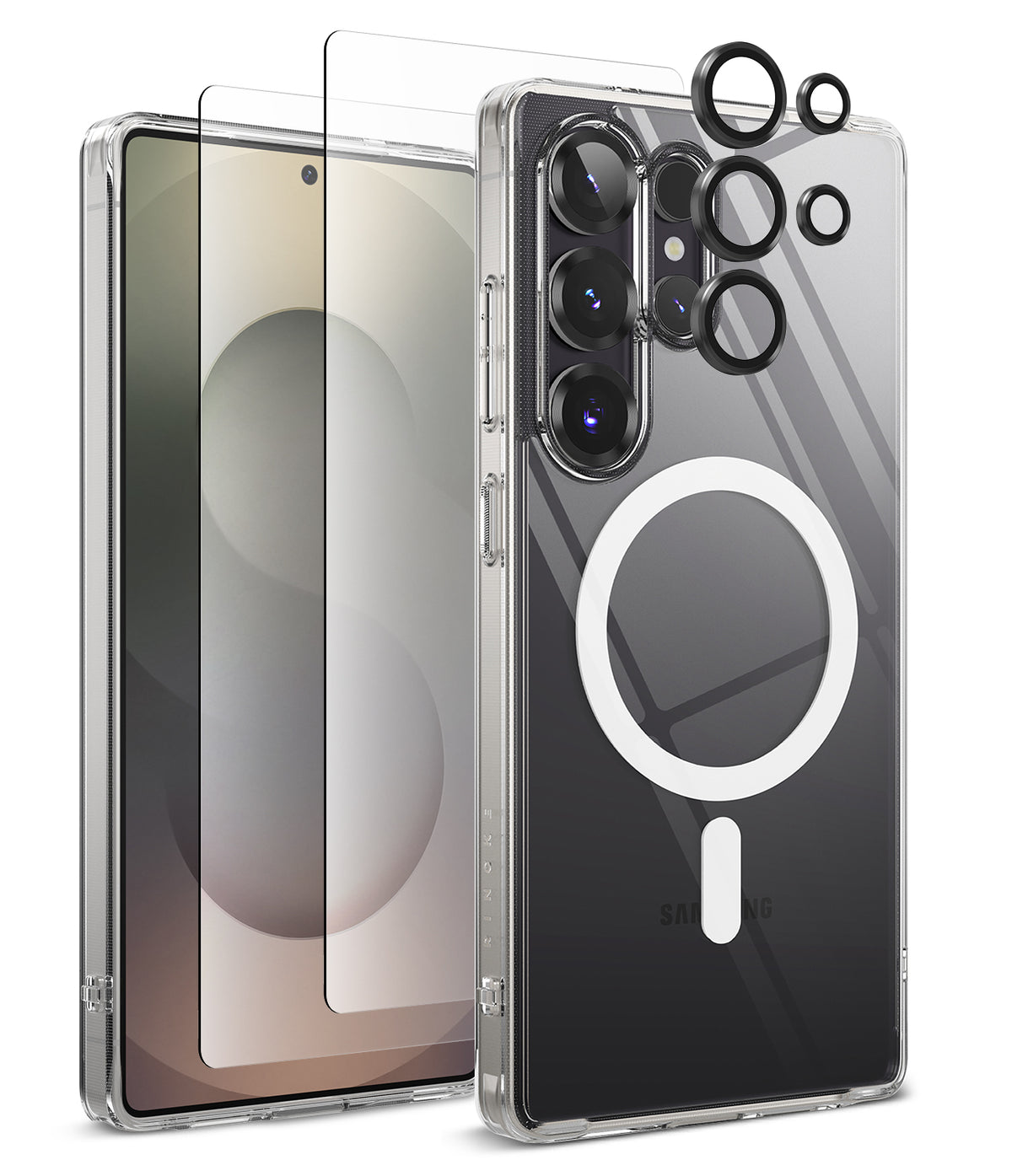 [Bundle] Galaxy S25 Ultra | Fusion Magnetic - Clear magnetic phone case with screen protector and lens covers.