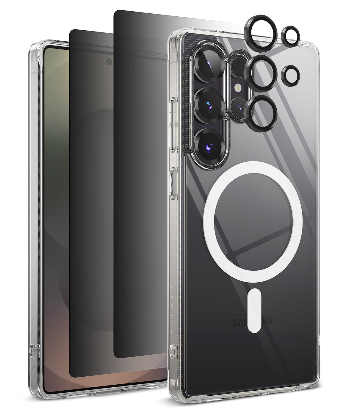 [Bundle] Galaxy S25 Ultra | Fusion Magnetic - Galaxy S25 Ultra | Fusion Magnetic - Clear magnetic phone case with lens protectors and screen film for Galaxy S25 Ultra.
