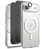 [Bundle] iPhone Air | Fusion Magnetic - Clear magnetic phone case, screen protector, and camera lens ring exploded view.