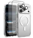 [Bundle] iPhone 17 Pro Max | Fusion Magnetic - Clear MagSafe case with screen protector and camera lens rings.