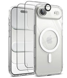 [Bundle] iPhone Air | Fusion Magnetic - Clear iPhone case with MagSafe ring and screen protector layers on white background.