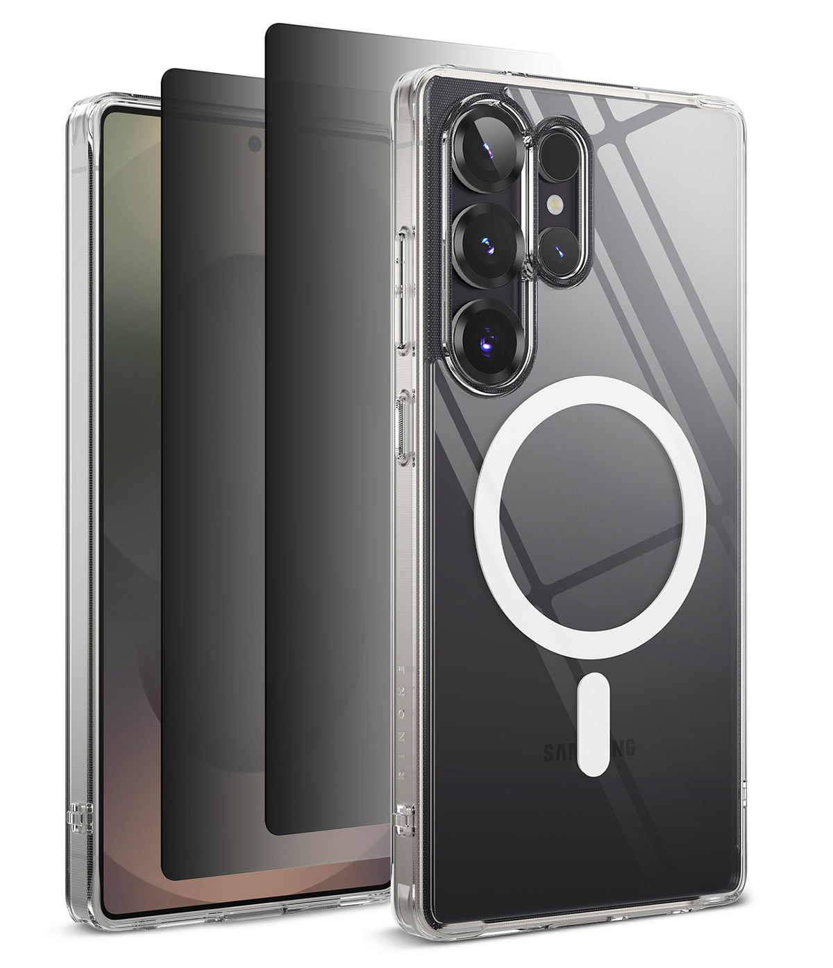 [Bundle] Galaxy S25 Ultra | Fusion Magnetic - Clear magnetic phone case for Galaxy S25 Ultra with white ring design.