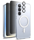 [Bundle] Galaxy S25 | Fusion Magnetic - Clear phone case with magnetic ring, screen protector, and camera lens covers.